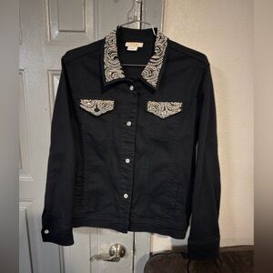 Embellished Black Women's Jacket with Crystal Trim